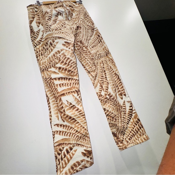 Lauren Ralph Lauren Feather Print Boho Safari Pants Beige Brown 16 velvet soft - Picture 3 of 10